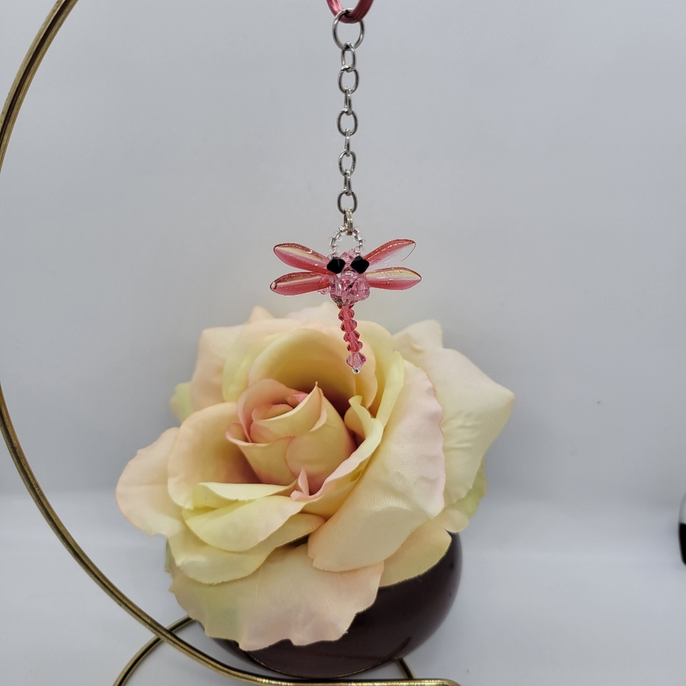 Swarovski Pink Dragonfly Keychain